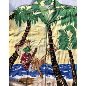 Tori Richard Design Quenched Hawaiian Shirt Hammock Ukulele Rayon Men’s Large